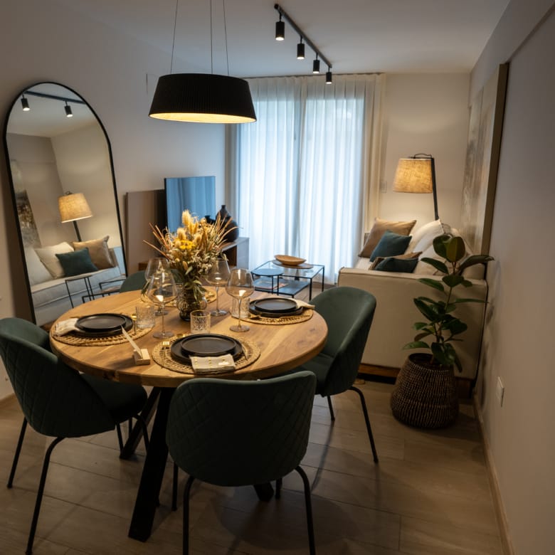 Comedor, departamento en venta emprendimiento Las Pircas en la ciudad de Alta Gracia, Córdoba.